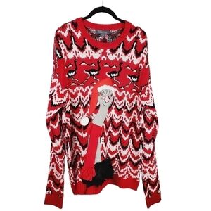 33 Degrees Mens Ugly Christmas Ostrich Scarf Holiday Knit Crewneck Sweater